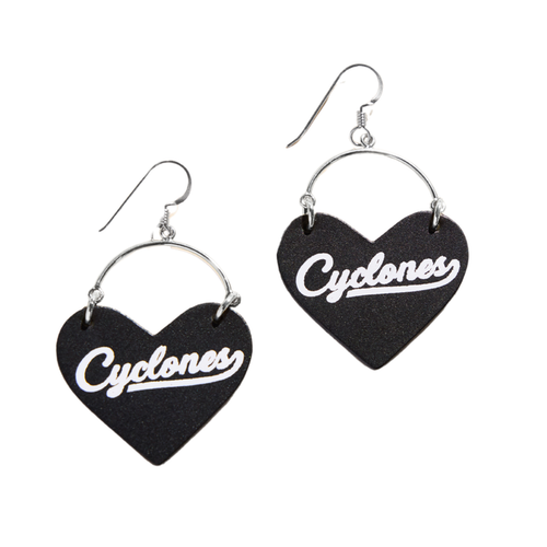 Iowa State Cyclones Heart Earrings Nickel & Suede