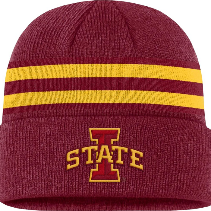 Iowa State Cyclones Red/Gold Nike Striped Cuffed Beanie