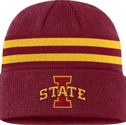 Iowa State Cyclones Red/Gold Nike Striped Cuffed Beanie