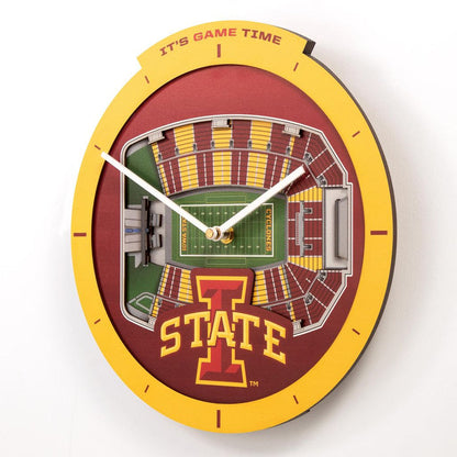 Iowa State Cyclones Stadium View 3D Wall Clock
