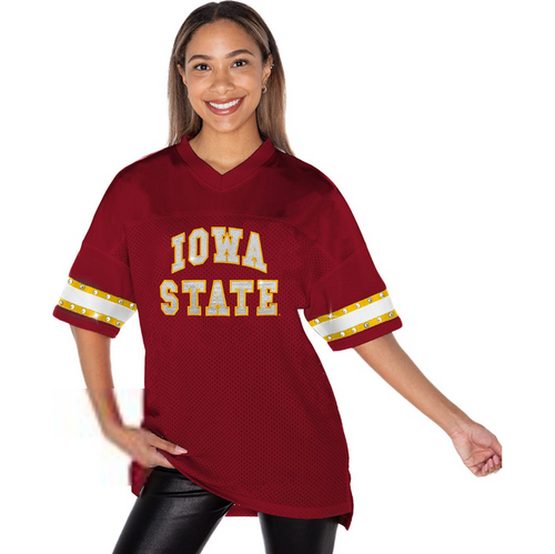 Iowa State Cyclones Women's V-Neck Rhinestone Jersey