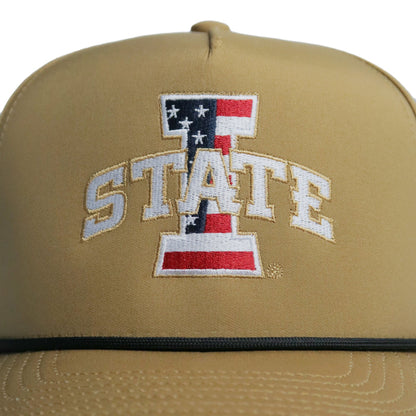 Iowa State Hat Tan Patriotic ISU Logo
