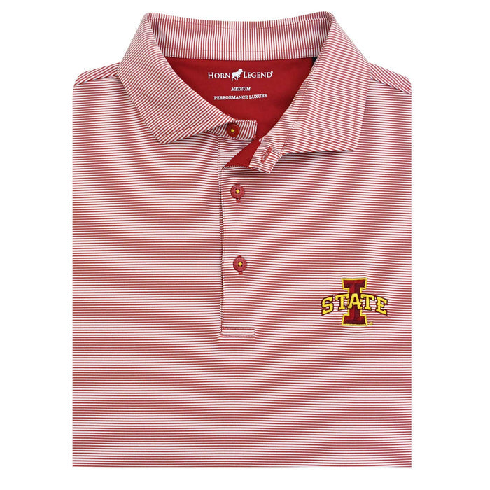 Iowa State Polo Men's Red Stripe Horn Legend