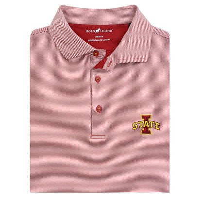 Iowa State Polo Men's Red Stripe Horn Legend