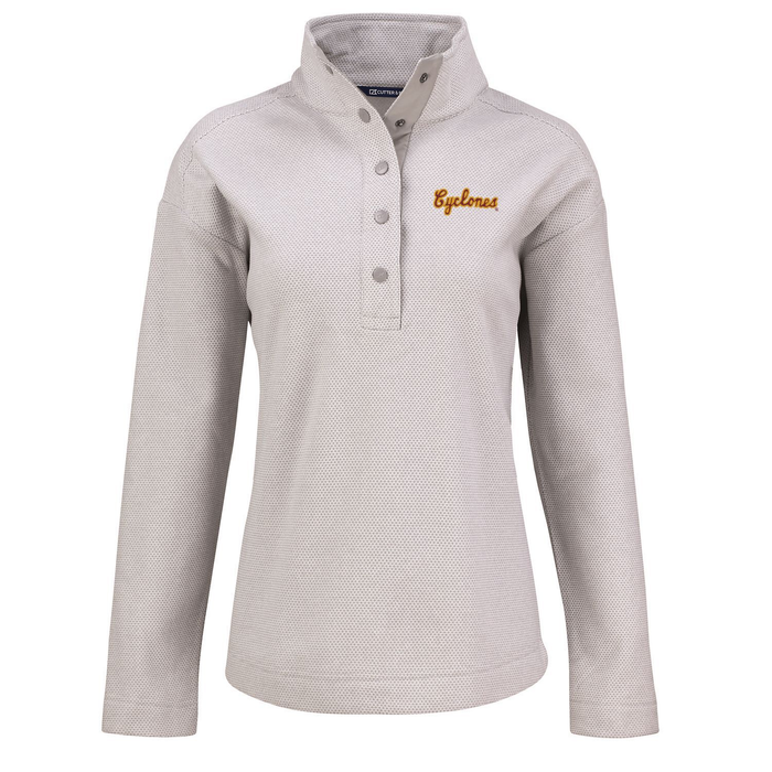 Iowa State Pullover Women's Grey Snap Top Script Cutter & Buck