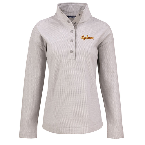 Iowa State Pullover Women's Grey Snap Top Script Cutter & Buck