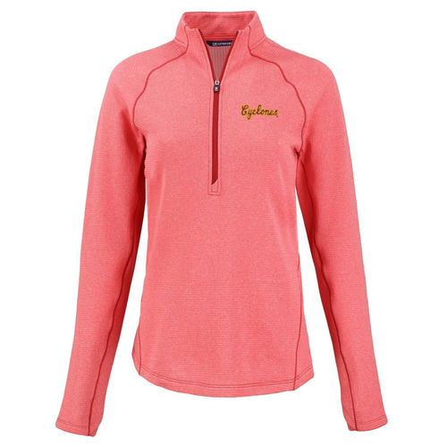 Iowa State Pullover Women's Light Red Script Cutter & Buck Half-Zip