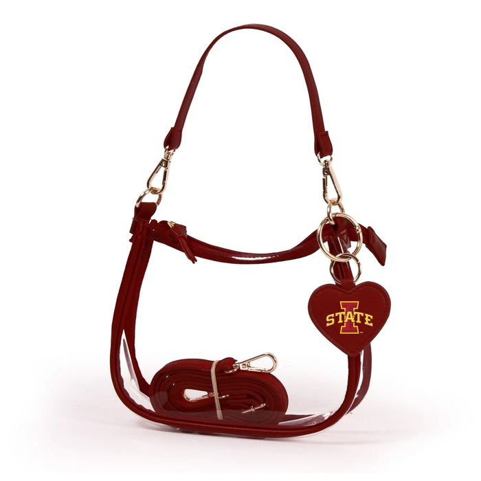 Iowa State Purse Clear Red Heart Strap