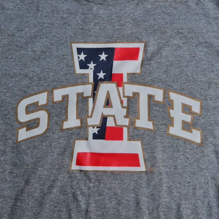 Iowa State T-Shirt Grey Patriotic ISU Logo
