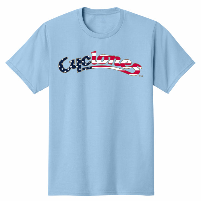 Iowa State T-Shirt Patriotic Vintage Script Cyclones