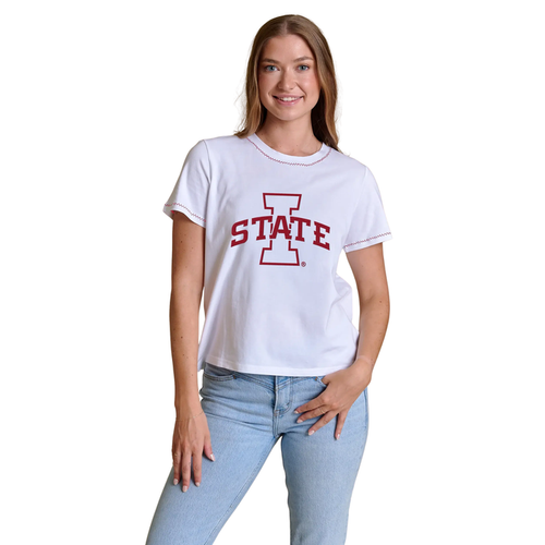 Iowa State T-Shirt Women's White Embroidery