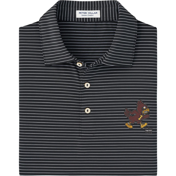 Iowa State Vintage Cy Men's Peter Millar Black Striped Polo