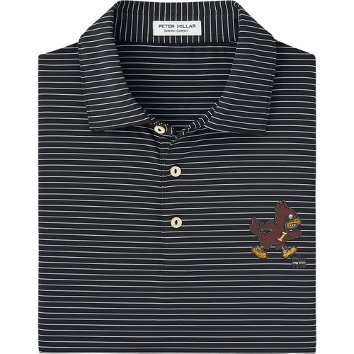 Iowa State Vintage Cy Men's Peter Millar Black Striped Polo