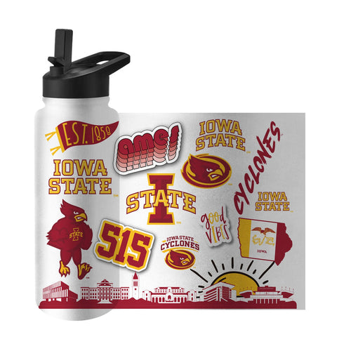 Iowa State Water Bottle 34oz Scatter Logo