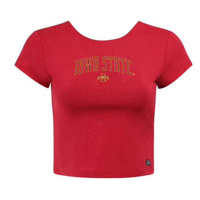 Iowa State Women's Red Hype & Vice Cropped Backless Tee