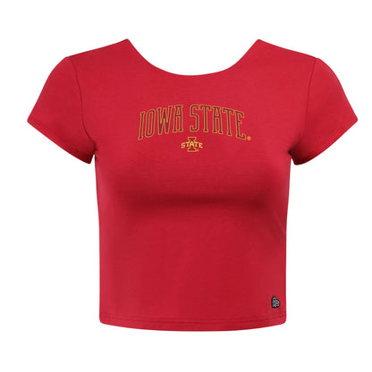 Iowa State Women's Red Hype & Vice Cropped Backless Tee