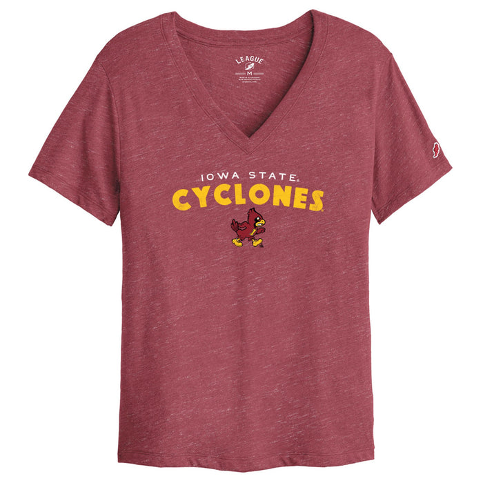 Iowa State Women's Red V-Neck Shirt Vintage Walking Cy