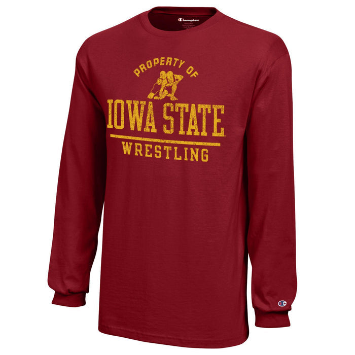 Iowa State Wrestling Shirt Kids Long-Sleeve Red/Gold