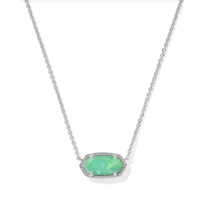 Kendra Scott Elisa Pendant Necklace in Silver Mint Iridescent Abalone