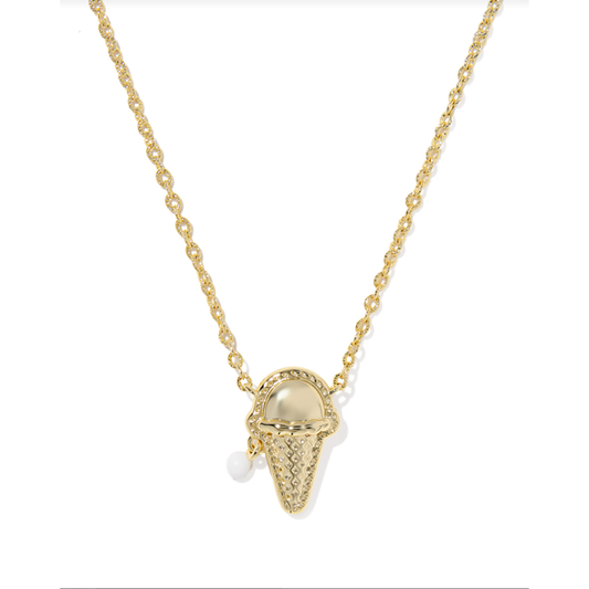 Kendra Scott Ice Cream Pendant Necklace in Gold Ivory Mother of Pearl