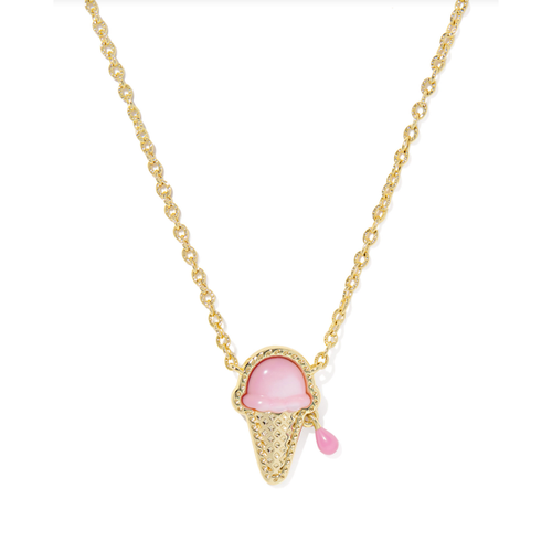 Kendra Scott Ice Cream Pendant Necklace in Gold Pastel Pink Mother of Pearl