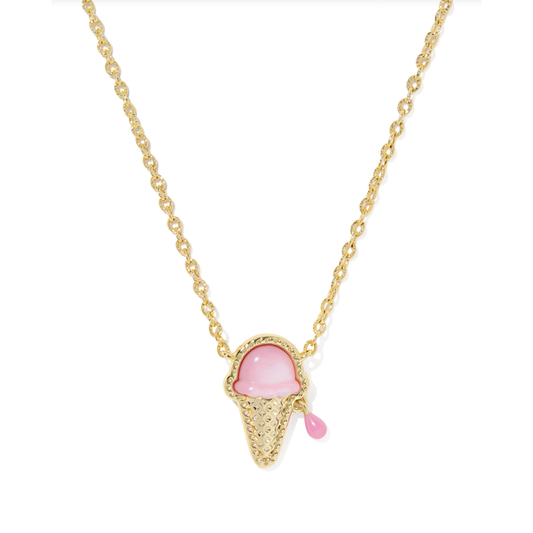 Kendra Scott Ice Cream Pendant Necklace in Gold Pastel Pink Mother of Pearl