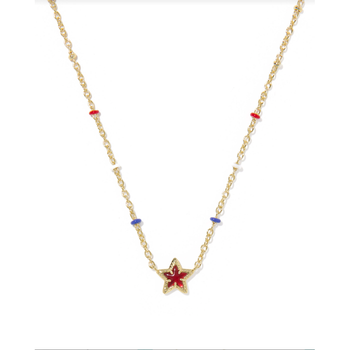 Kendra Scott Mini Cassidy Short Pendant Necklace in Gold Red Illusion