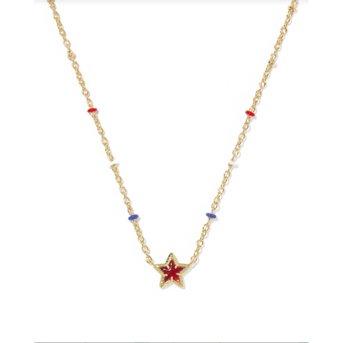 Kendra Scott Mini Cassidy Short Pendant Necklace in Gold Red Illusion