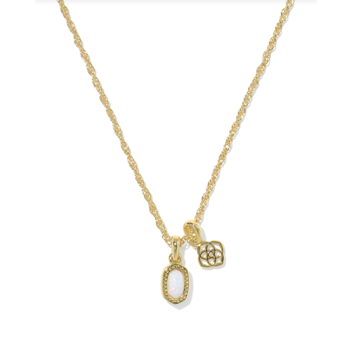 Kendra Scott Mini Elisa Dira Necklace in Gold Bright White Opal
