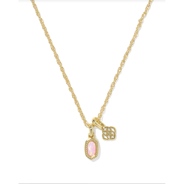 Kendra Scott Mini Elisa Dira Necklace in Gold Light Pink Opal