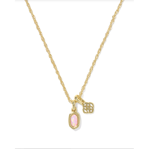 Kendra Scott Mini Elisa Dira Necklace in Gold Light Pink Opal