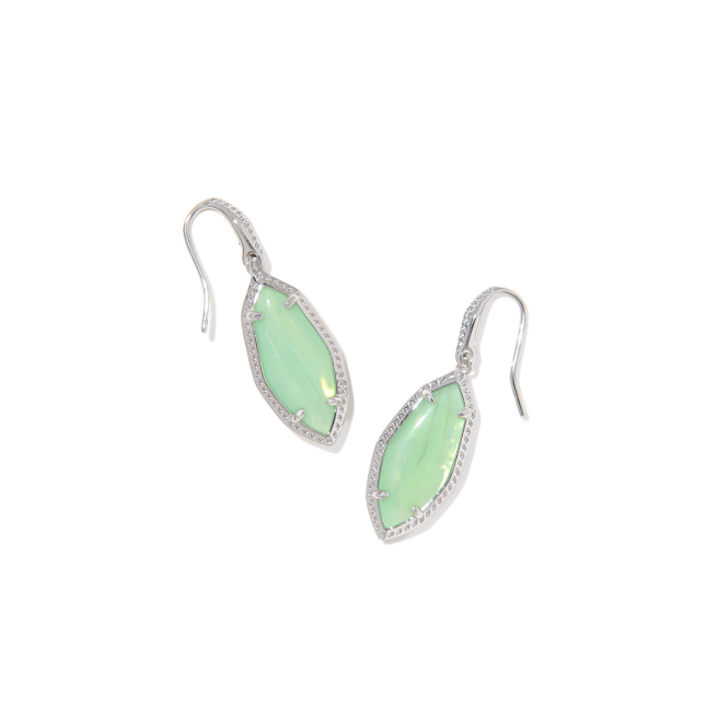 Kendra Scott Ophelia Small Drop Earrings in Silver Mint Iridescent Abalone