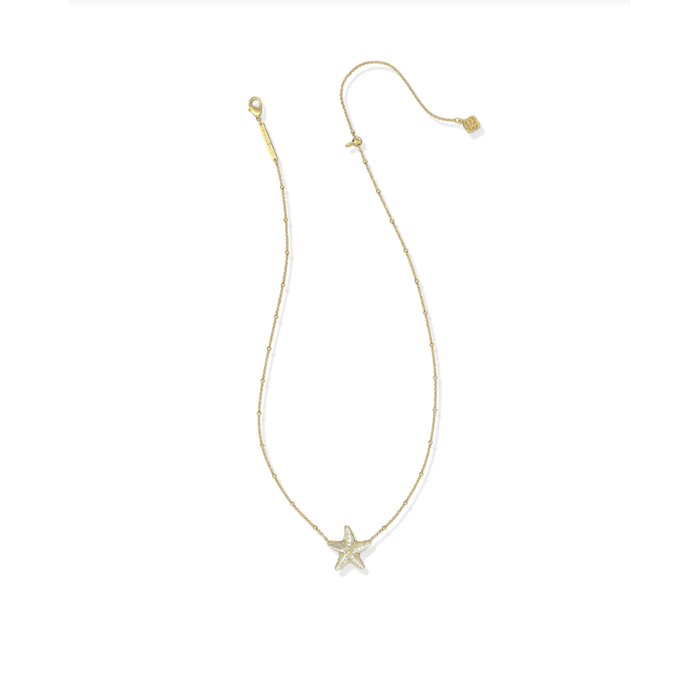 Kendra Scott Parker Starfish Short Pendant Necklace in Gold Natural Mother of Pearl