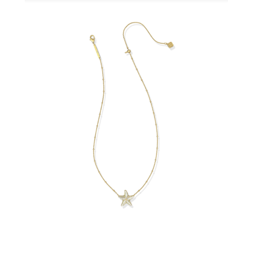Kendra Scott Parker Starfish Short Pendant Necklace in Gold Natural Mother of Pearl