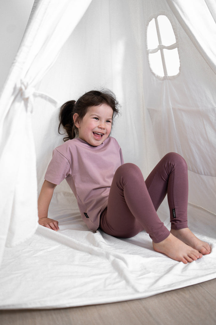 Kids Leggings – Organic Cotton  – Deep Mauve