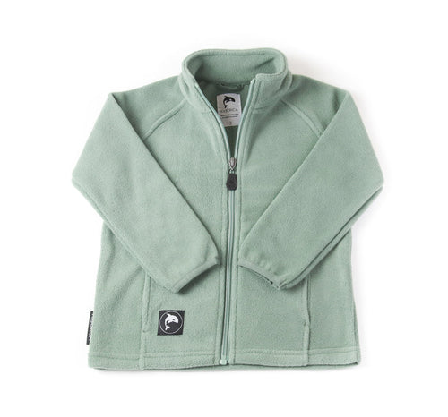 Kids olive fleece jacket – front view