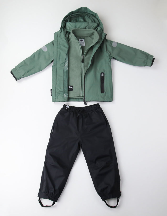 Kids olive fleece jacket – front view