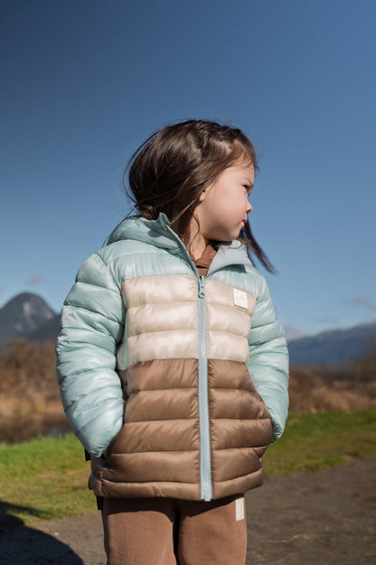 Kids Puffer Jacket - Porteau Reversible Waterproof - Fall/Winter - Blue Haze