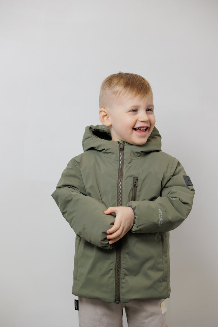 Kids Puffer Jacket - Porteau Reversible Waterproof - Fall/Winter - Dusty Olive