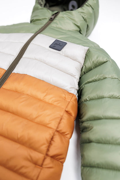 Kids Puffer Jacket - Porteau Reversible Waterproof - Fall/Winter - Dusty Olive