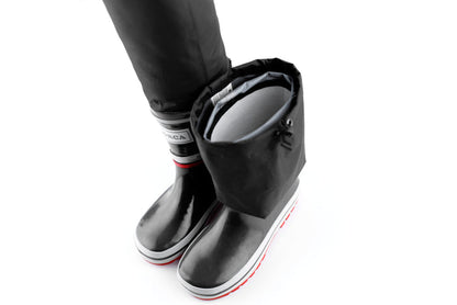 Close-up of waterproof rubber and non-slip sole – grey rain waders
