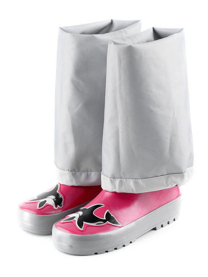 Close-up of boot material texture – pink waterproof rubber