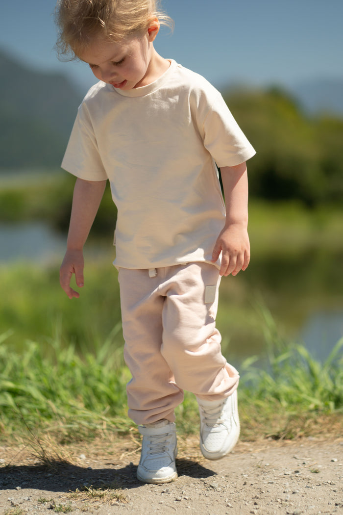 Kids Sweatpants -  Organic French Terry Cotton  – Pale Rose