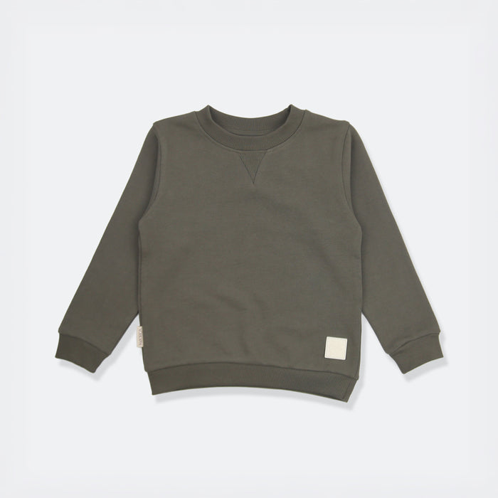 Kids Sweatshirt- Organic French Terry Cotton – Dusty Olive