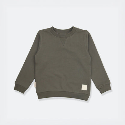 Kids Sweatshirt- Organic French Terry Cotton – Dusty Olive