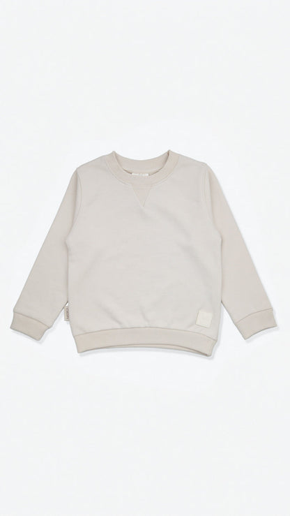 Organic french terry kids sweatshirt in oat color – front view