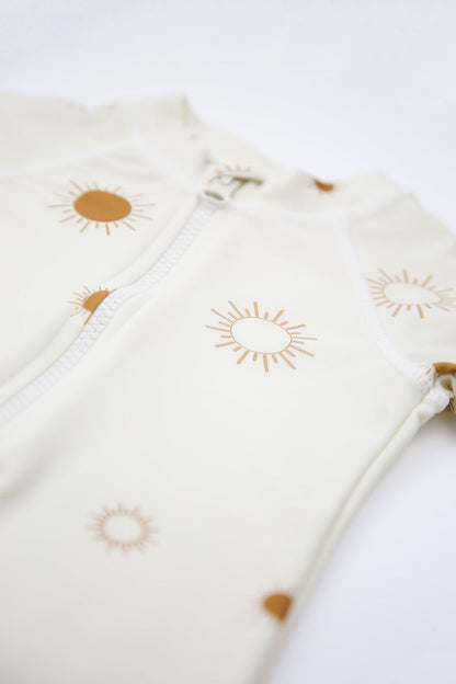 Front zipper and high collar detail – Sun Rays Shell jumpsuit