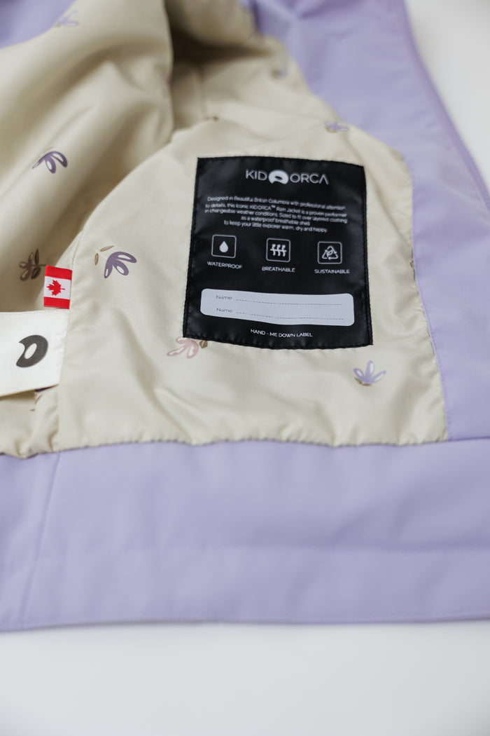 Kids Waterproof Jacket - TOFINO Packable Technical - Spring/Summer - Lilac / Floral