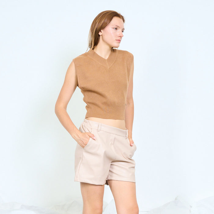Layered V-neck sleeveless knit vest wholesale