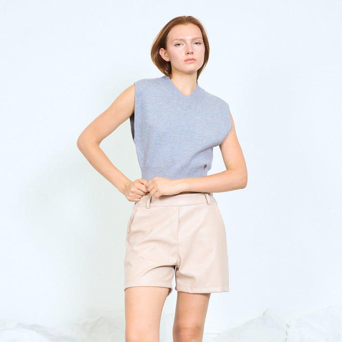 Layered V-neck sleeveless knit vest wholesale